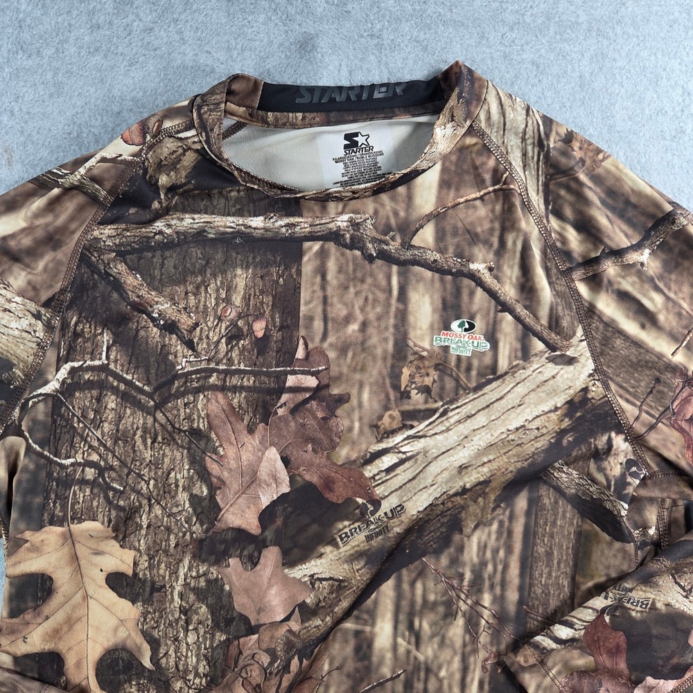 Starter Mossy Oak Camo Shirt Mens XL Brown Break-Up Infinity Compression LS